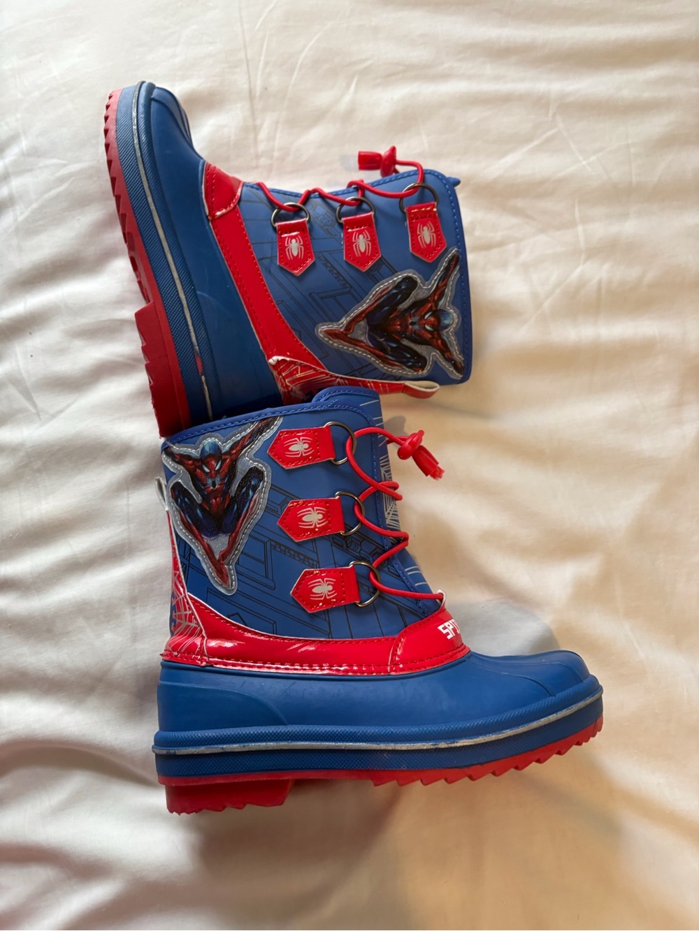 Kids Spider-Themed Blue & Red Snow Boots